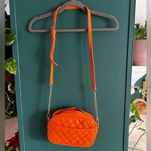 Source Unknown Vibrant Orange Quilted Crossbody Bag